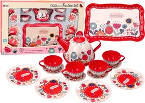 LEAN Toys Kávová súprava Šálky na čaj Kanvica Podnos Červená kaviareň 15 ele.