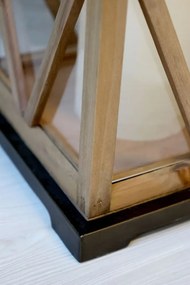 Set 2ks prírodný antik drevený lampáš Frencia - 24*24*67/ 17*17*46 cm