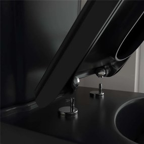 VILLEROY &amp; BOCH Hommage WC misa kombi s hlbokým splachovaním, zadný odpad, 370 x 725 mm, Pure Black, s povrchom CeramicPlus, 666210R7