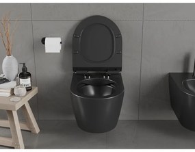 Mexen Carmen závesné wc Rimless s toaletným Slim sedátkom z duroplastu, čierna matná - 30880185