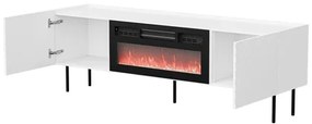 TV Stolík/skrinka s krbom Gretzo 180 2D, Farby: biela