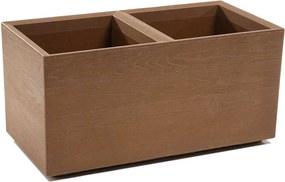 PLASTOVÝ KVETINÁČ NA KOLIESKACH BETONIQUE ECO 39X39X78 CM DREVENÝ DEKOR HNEDÁ