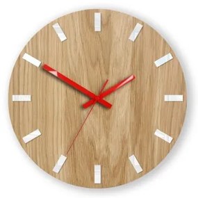 Sammer Nástenné dubové hodiny SIMPLE - biela/červená 33 cm SimpleWoodWhiteRed