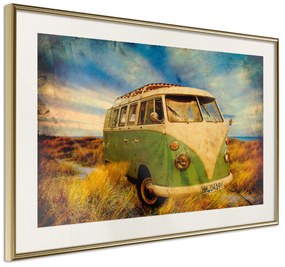 Artgeist Plagát - Retro Bus [Poster] Veľkosť: 60x40, Verzia: Zlatý rám