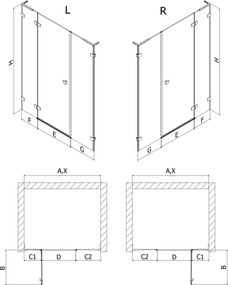 Mexen Lunar L, ľavé otočné sprchové dvere 150 cm, číre sklo, chrómový profil, 834SL-150-050-01-00-L