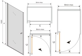 Mexen Pretoria, sprchové dvere do otvoru 90 x 190 cm, 6mm číre sklo, chrómový profil, 852-090-000-01-00