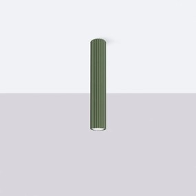 Stropné svietidlo Karbon, 1x olivovo zelené kovové tienidlo, (40 cm)