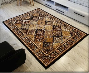 Klasický orientálny koberec Shiraz BCF Aztek – hnedo-čierny Rozmer: 100x190 cm