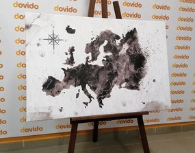 Obraz retro mapa Európy v čiernobielom prevedení - 90x60