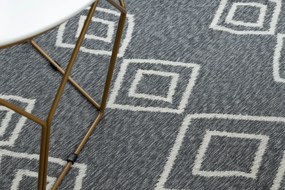 Obojstranný šnúrkový ekologický koberec TWIN 23000 Boho, so strapcami, antracit - krémový