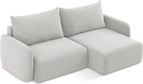 Svetlosivá zamatová rozkladacia/s úložným priestorom rohová pohovka (pravý roh/s leňoškou) Kalena – Makamii