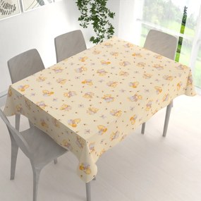 Biante Detský bavlnený obdĺžnikový obrus Sandra SA-730 Medvedíky a včielky na svetlo žltom 120x200 cm