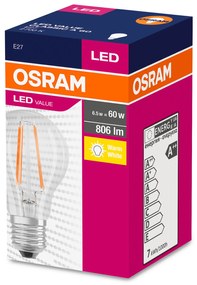 OSRAM LED žiarovka VALUE, E27, A60, 7W, 806lm, 2700K, teplá biela