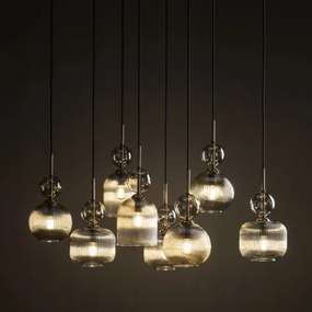 Závesný luster SOPHIA na lanku 8xE14/10W/230V čierna/dymovo-béžová