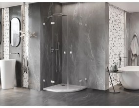 Mexen Lunar, polkruhový výklopný sprchový kút 80 x 80 cm, 8mm číre sklo, chrómový profil, 833-080L-080P-01-00