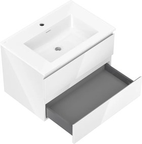 Mexen Orio, kúpeľňová skrinka 70 cm s umývadlom Otis, 2 zásuvky, biela lesklá, 91A10-07047-2-BFF00-W18M00