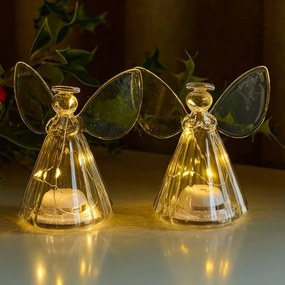 SIRIUS Svetelný LED anjel, číry, sada 2 ks, 10 cm