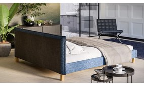 Modrá čalúnená dvojlôžková posteľ s roštom 180x200 cm Tina - Ropez