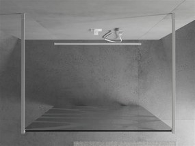 Mexen Kioto, priechodná sprchová zástena 100 x 200 cm, 8mm sklo číre/biely vzor, 2x biela stabilizačná rozpera, 800-100-002-20-97