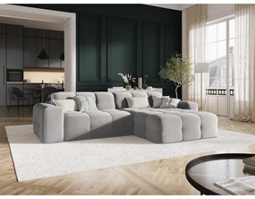 Svetlosivá zamatová rohová pohovka (pravý roh) Kendal - Micadoni Home