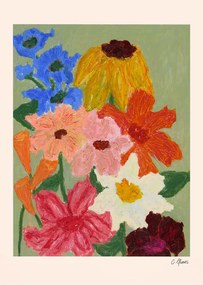 Moikka Plagát Flowers on Sage Green by Carla Llanos A4 (21x27cm)