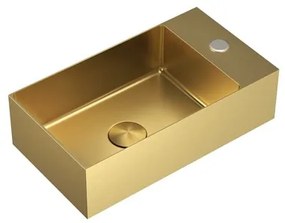 Závesné umývadlo v zlatej farbe SAT Aurum 40x22 cm bez prepadu SATAUR4022BG