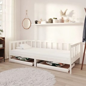 Denná posteľ so zásuvkami 90x200 cm biela borovicové drevo