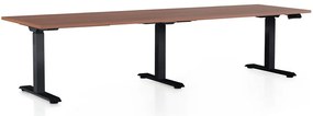 Výškovo nastaviteľný stôl OfficeTech Long, 260 x 80 cm, čierna podnož, orech