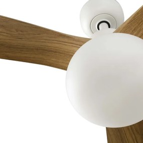 FARO 34361WT-11L-Stropný ventilátor OUTWOOD L 1xE27/15W hnedá/biela priemer 150 cm WT IP44+DO