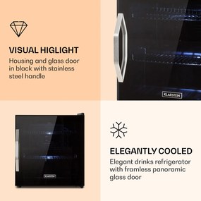 Klarstein Beersafe L Onyx, chladnička, energet. trieda E, LED, kovové police, sklenené dvere, čierna