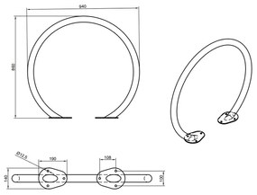Oblúkový nerezový stojan na bicykle, 2 státia, na kotvenie