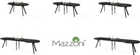 Mazzoni EXPANSO Čierny mat / čierne nohy - OVÁLNY ROZKLADACÍ STÔL 160-360 cm PRE 16-18 OSÔB
