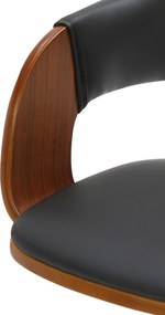 Barová stolička Nilse - koženka, čierny rám - orech/čierna