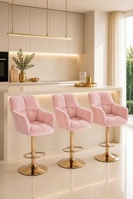 LuxuryForm DESIGN Barová stolička AMALFI VELUR na zlatom tanieri - ružová