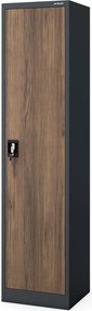 Kovová kancelárska skriňa na dokumenty, antracitová/orechová, 450x1850x400 mm: ALEX Eco Design
