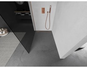 Mexen Kioto, sprchová zástena Walk-In 130 x 200 cm, 8mm šedé sklo, medený matný profil, 800-130-101-65-40