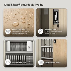Kovová skriňa s úložným priestorom biela/dub sonoma, 900x1850x450 mm: TOMASZ Eco Design