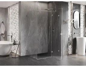 Mexen Lunar T, výklopný sprchový kút pravý 130 x 100 cm, 8mm číre sklo, oceľový profil, 834T-130-100-97-00-P