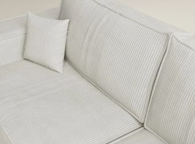 Krémovobiela menčestrová rozkladacia/s úložným priestorom rohová pohovka (pravý roh/do L) Tonga – Maison de Rêve