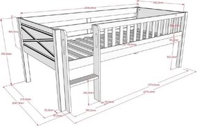 Biela vyvýšená detská posteľ z borovicového dreva s roštom 90x200 cm Scott – Vipack