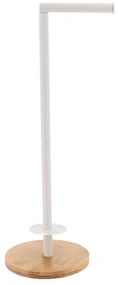 Stojan na toaletný papier White Bamboo, biela/s drevenými prvkami, o