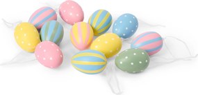 Prívesky v tvare veľkonočného vajca, 12 ks, prúžky