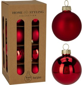 Súprava 16 ks vianočných ozdôb Crystal Harmony, červená, pr. 6 cm, sklo