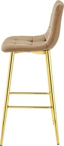 Barová stolička ARCETO zamatová hnedá / zlatá