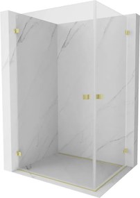 Mexen Lunar-B Duo, výklopný sprchový kút 100 x 70 cm, 8mm číre sklo, zlatý matný profil, 832-100L-070P-55-00