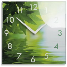 Dekoračné sklenené hodiny 30 cm s motívom prírody