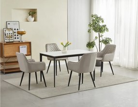 Kreslo NANA - tmavý béžový zamat / čierne nohy