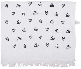 Biely kuchynský froté uterák so srdiečkami - 40*66 cm