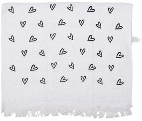 Biely kuchynský froté uterák so srdiečkami - 40*66 cm