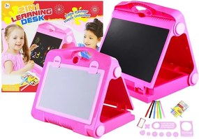 LEAN Toys Obojstranná tabuľa 2v1 na kriedu a fixky so šablónami